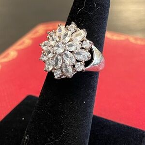 Vintage Style CZ Starburst Cocktail Ring